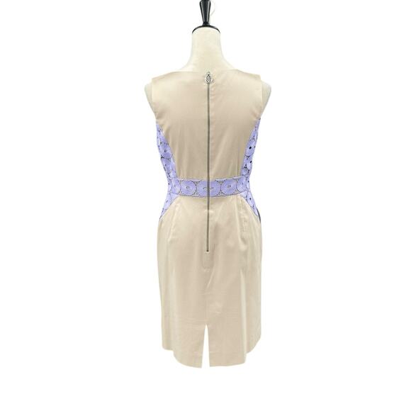 Antonio Melani Khaki Tan Lavender Purple Circle Lace Overlay Sheath Dress - Picture 4 of 12